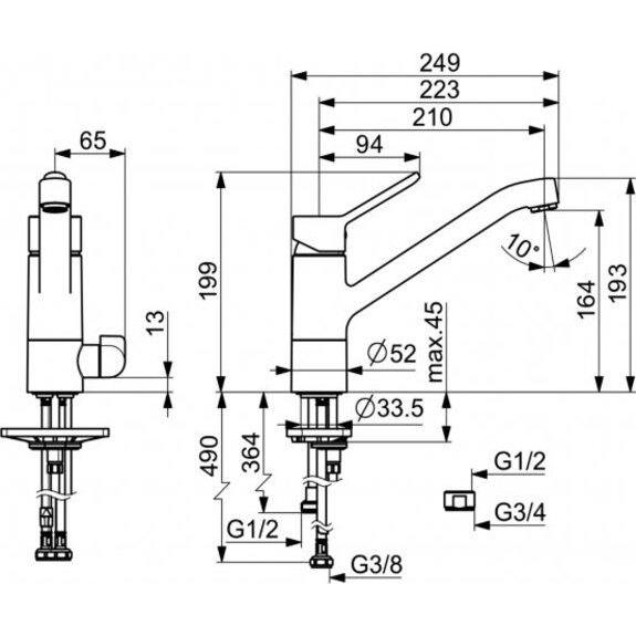 Thumbnail - Hansa, Küchenarmatur, HANSAPRIMO Küchenarmatur, Standmontage, Spülmaschinenventil, chrom
