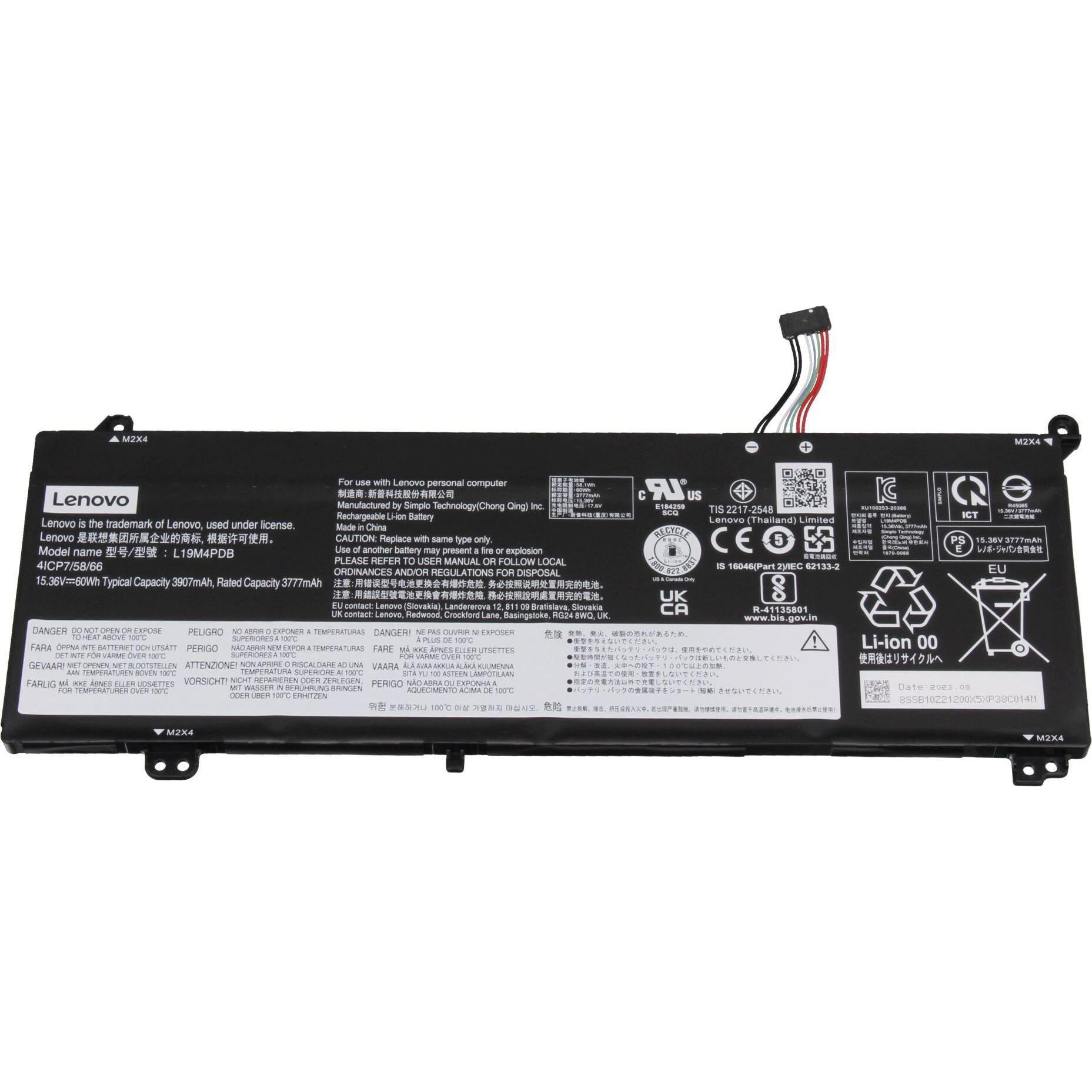 Lenovo L19C4PDB (4 Zellen, 3830 mAh), Notebook Akku