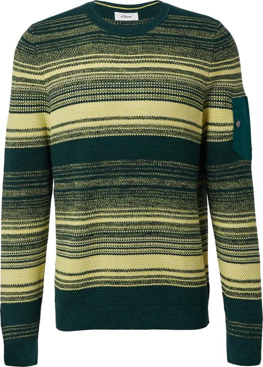 Produktbild s.Oliver Strickpullover Gestreifter Strickpullover aus Baumwolle mit Ärmeltasche (M)