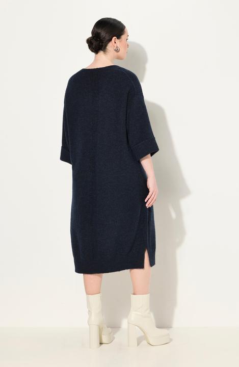 Immagine prodotto Ulla Popken Abito di maglia con inserti a costine, scollo a V e mezze maniche (46, 48)