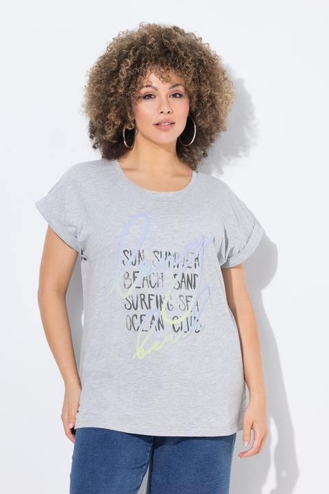 Immagine prodotto Ulla Popken T-shirt dal taglio oversize con scritta, scollo a girocollo e mezze maniche (62)