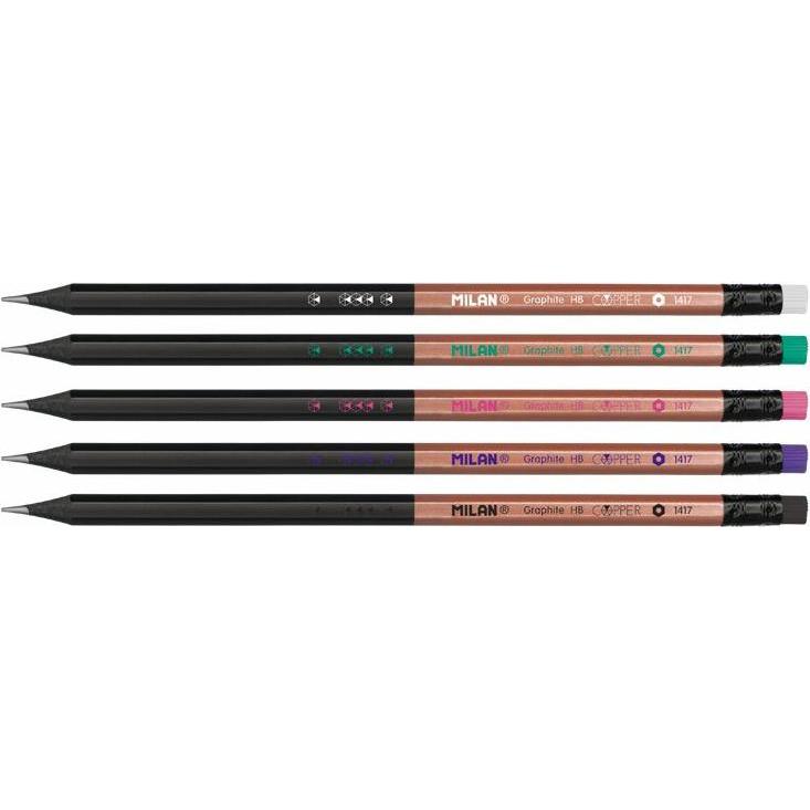Thumbnail - Milan, Bleistift, HB-Sechskantstift mit Radiergummi Cooper (24 Stück) (2.20 mm, HB, 24 x)