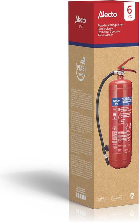 Produktbild Alecto BP-6 Brandblusser - Poederblusser 6 kilogram - Brandklasse ABC - Inclusief Ophangbeugel (A, B, C)
