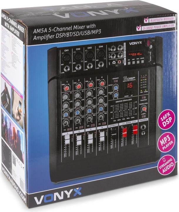 Actual product image Vonyx AM5A Powermixer (Studio- and Livemixer)