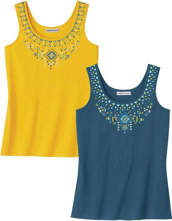 Atlas For Women 2erPack Tops mit bedrucktem Ausschnitt (50, 52)
