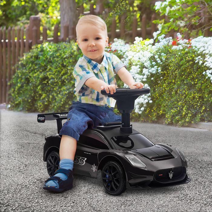 Produktbild Swisshandel24 Rutschauto, Bobby Car mit Stauraum, Hupe und Musik Schwarz 65 x 29 x 37 cm