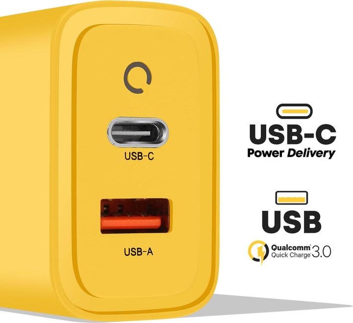 Actual product image Tactical Microgrid GaN 45W Charger Power Supply USB-C USB-A - Yellow (45 W)