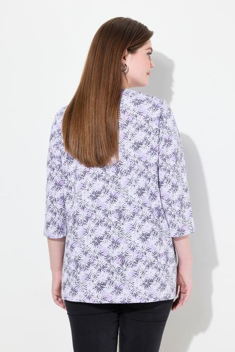 Actual product image Ulla Popken Graphic Flower A-Line 3/4 Sleeve Tee (42, 44)
