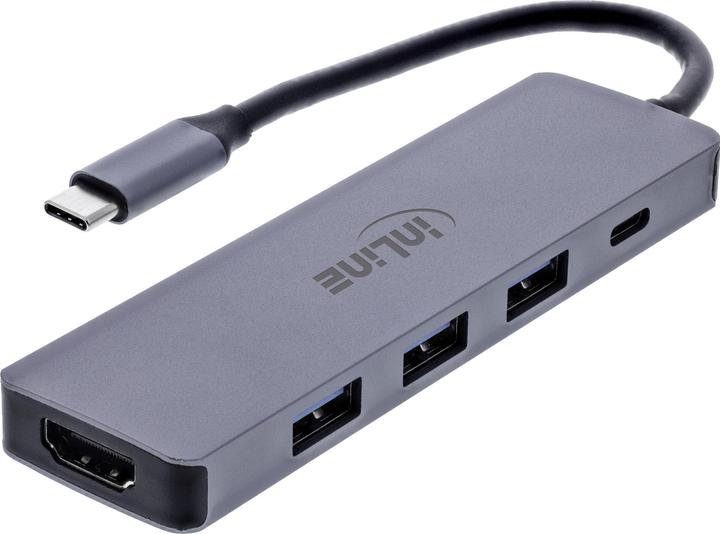 Actual product image InLine ® Multifunktions-Hub, 3x USB-A 5 Gb/s, HDMI 4K/60 Hz, USB-C PD 100 W (USB-C, 5 ports)
