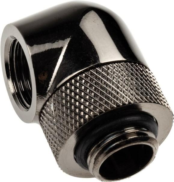 Actual product image XSPC Adapter 90 degree G1/4 inch male to G1/4 inch female - rotatable, black chrome, 4-pack