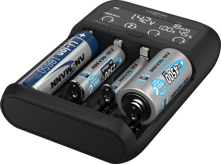 Actual product image Ansmann Lithium/NiMH charger Lithium 4 (1 pcs., 10340, 10350, 10440, 10500, 12500, 12650, 13500, 13650, 14500, 14650, 16340, 16650, 17335, 17355, 17500, 17650, 17670, 18350, 18490, 18500, 18650, 18700, 20650, 21700, 22650, Battery + charger)