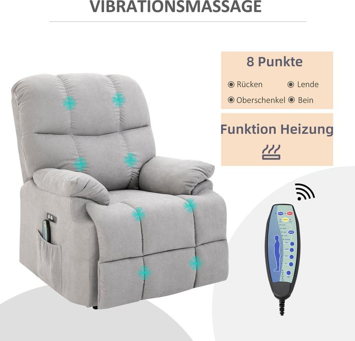 Produktbild Homcom Sessel mit Aufstehhilfe Polyester, Metall, Schaumstoff Grau