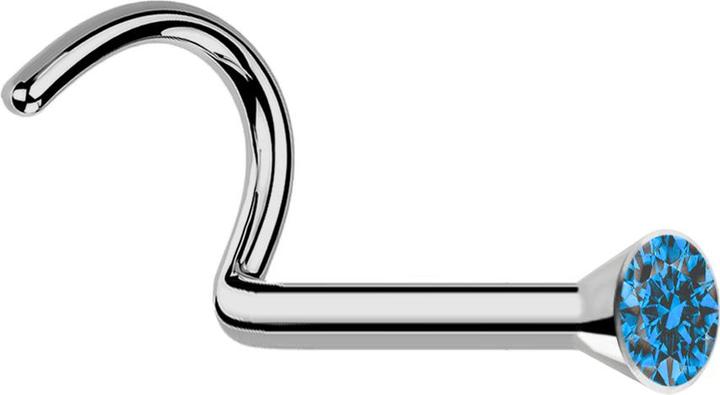 Immagine prodotto Star Piercing Borchia nasale curva in argento con cristallo azzurro (senza ottone, Titanio)
