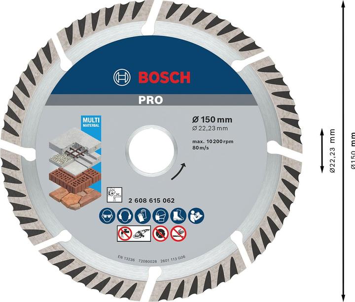 Actual product image Bosch Professional Zubehör PRO Multi Material diamond cutting disc, 150 x 22.23 mm