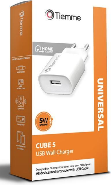 Produktbild Tiemme Chargeur secteur 1 port USB-A 5W (Blanc) (5 W, 1 Port)