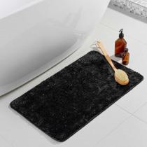 Actual product image Douceur D'intérieur bath mat, black, 75x45x1, plain microfiber + fi (45 x 75 cm)