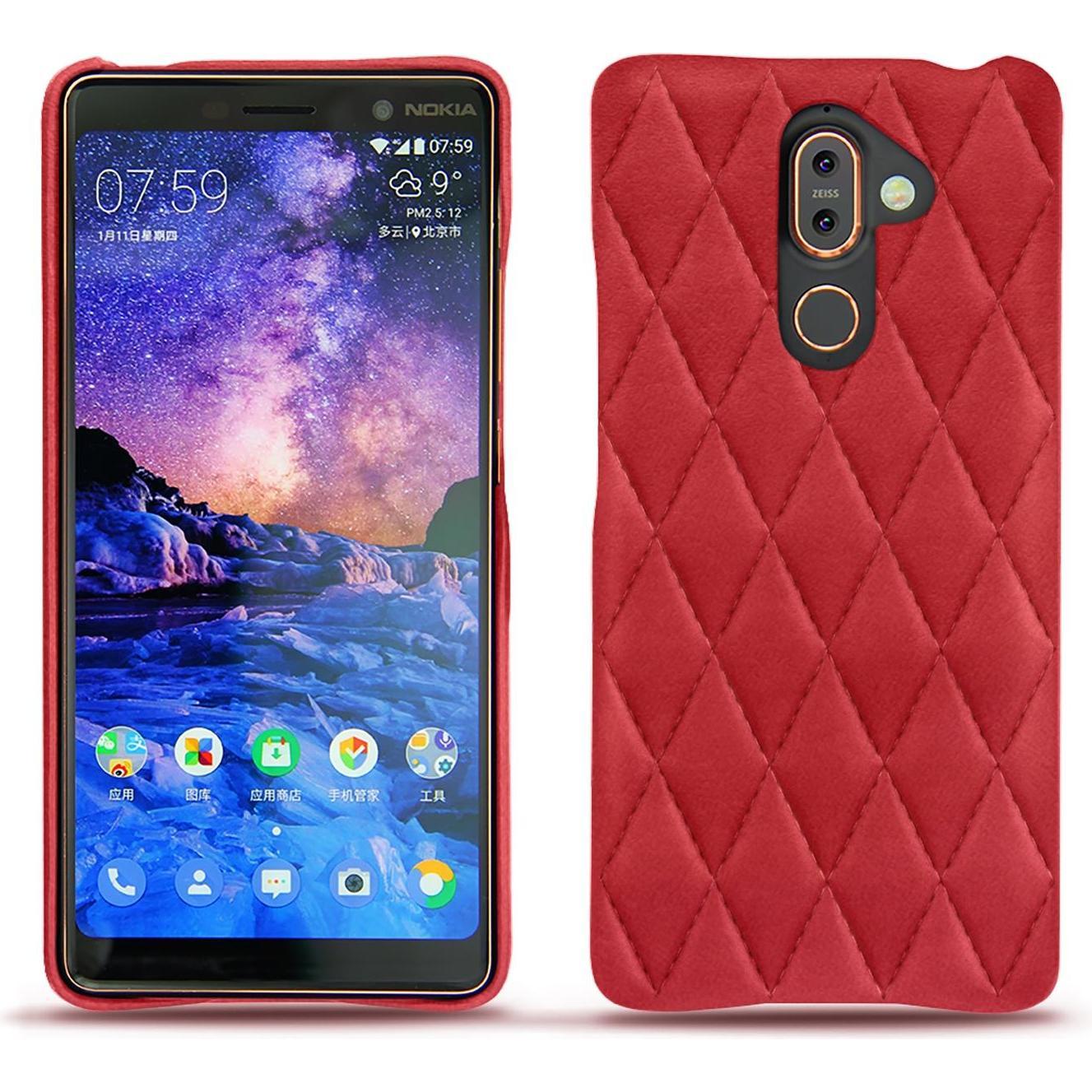 Noreve Lederschutzhülle (Nokia 7 Plus), Smartphone Hülle, Rot