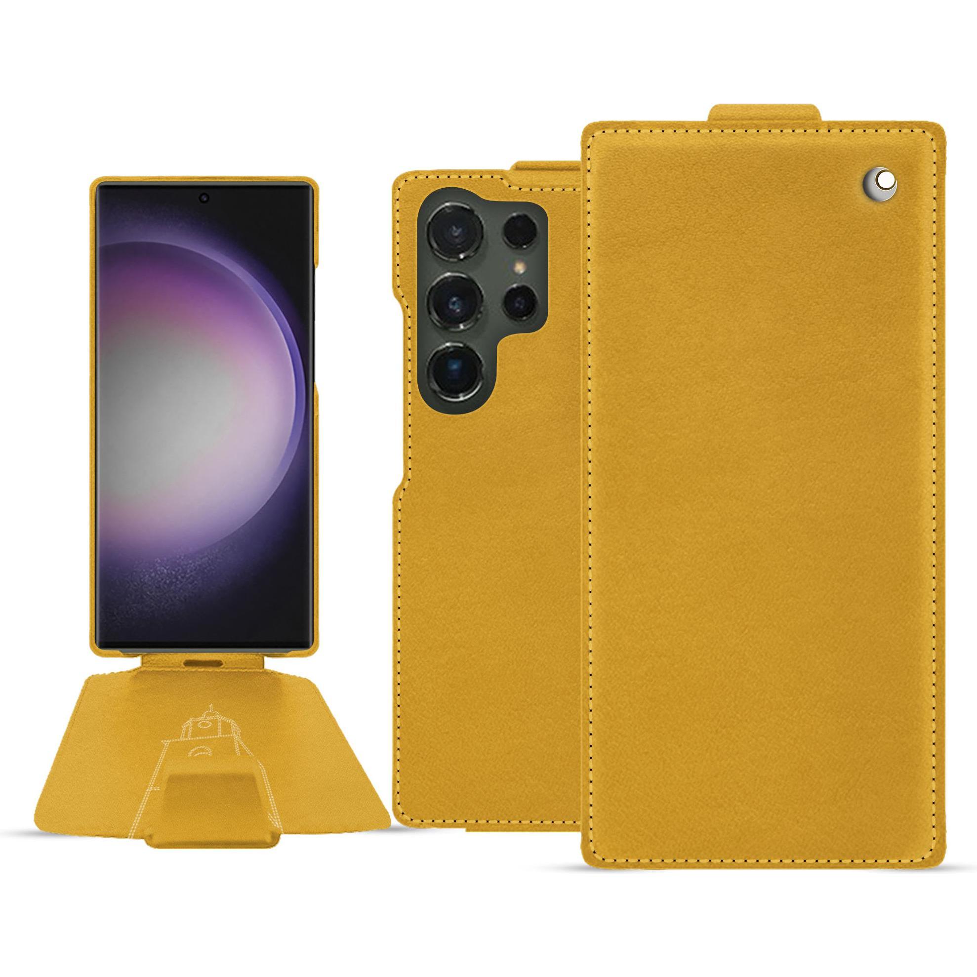 Noreve Lederschutzhülle vertikal (Samsung Galaxy S24 Ultra), Smartphone Hülle, Orange