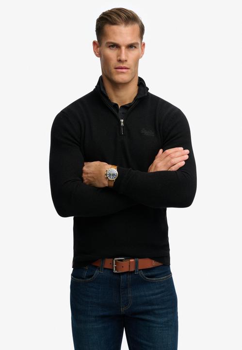 Produktbild Superdry Essential Strickpullover mit Halbreissverschluss und Stickerei (L)