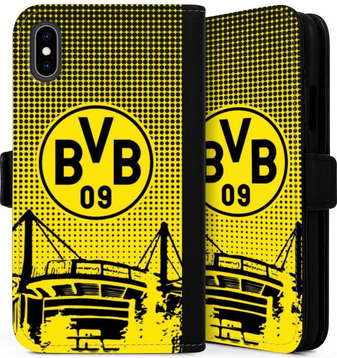 Actual product image DeinDesign Tasche für Apple iPhone Xs Handy Flip Case Wallet Cover Handytasche Leder BVB Borussia Dortmund (Apple iPhone XS)