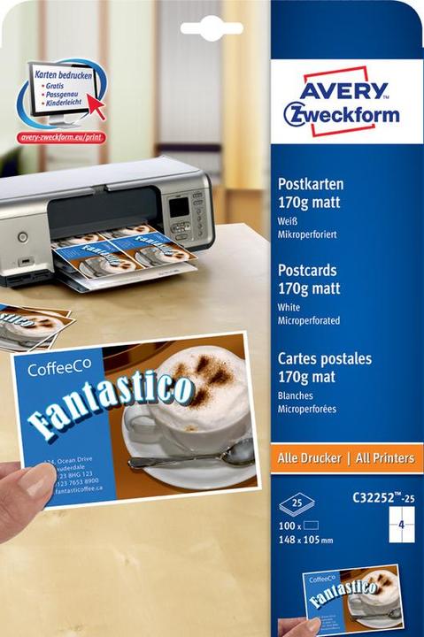 Avery Postcards (170 g/m², A4, 25 x)