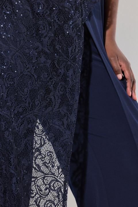 Produktbild Ulla Popken Jumpsuit, Spitzen-Überwurf, weites Bein, Pailletten (54)