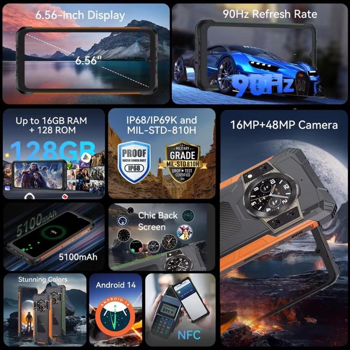 Actual product image Cubot Smartphone KING KONG ACE 2 6,56 6 GB RAM 128 GB (128 GB, Green, 6.56", Dual SIM, 4G)