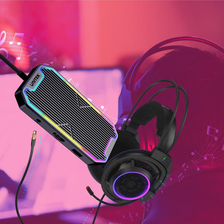 Actual product image Unitek HUB USB-C HDMI RJ45 PD 100W (USB-C, 7 Ports)