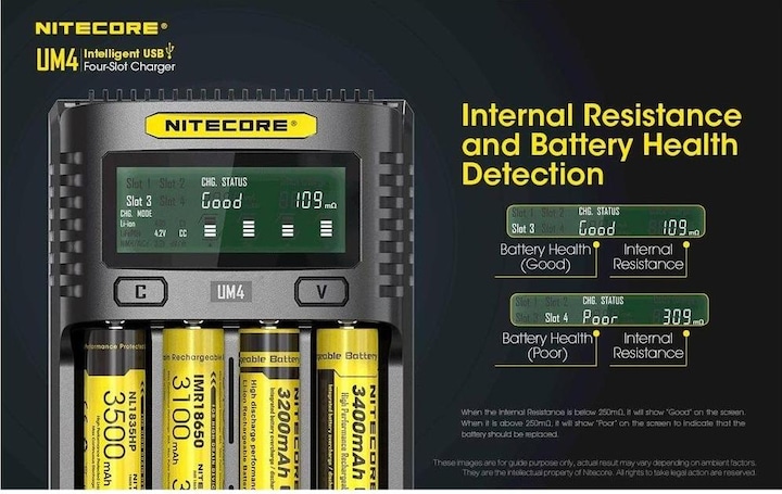 Produktbild Nitecore UM4 USB-Ladegerät (1 Stk., 14500, 16340, 18650, Ladegerät inkl. Akku)
