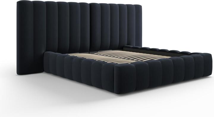Actual product image Micadoni Velvet Storage Bed With Double Headboard, "Kelp", 230x250x100Made in Europe (160 x 200 cm)