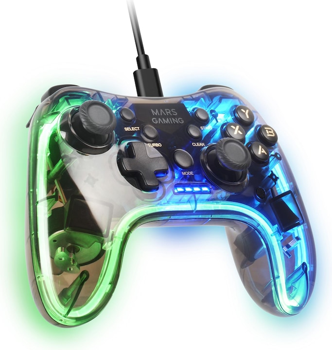Actual product image Mars Gaming Manette De Jeu Filaire Mgp-C RGB (Transparent) (Mac, PC, Switch, Android, PS3)