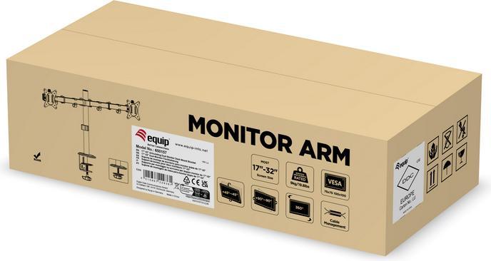 Actual product image equip Table mount 17"-32"/9kg DualTFT 360° rotation bw (Table, 32", 9 kg)