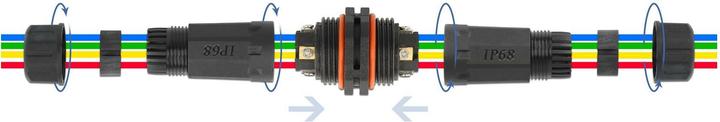 Produktbild Delock Kabelverbinder für Aussenbereich 4 Pin, IP68 wasserdicht, schraubbar, Kabeldurchmesser 4,5