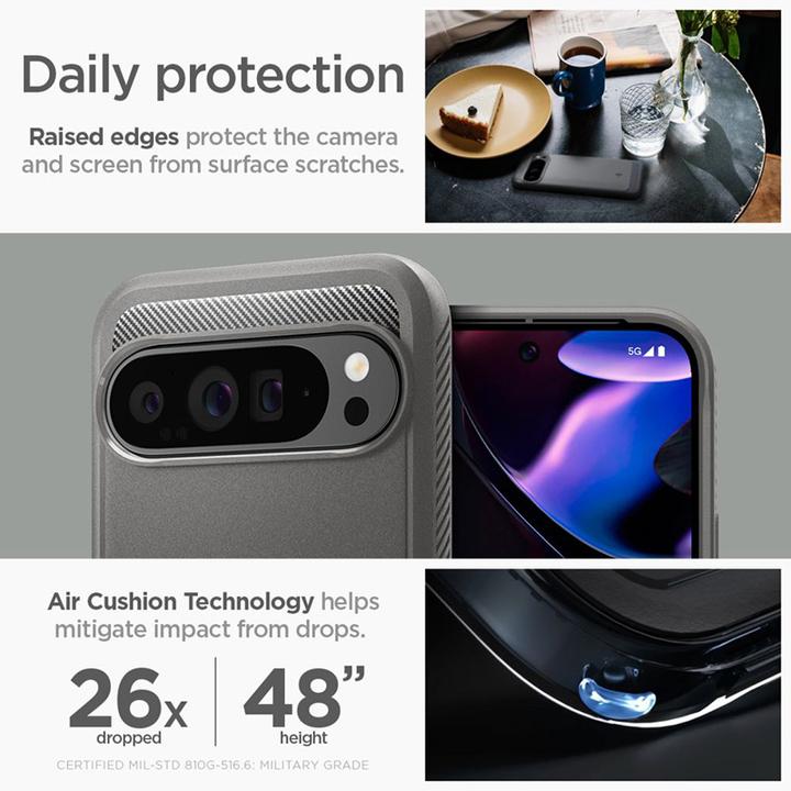 Actual product image Spigen Rugged Armor Case for Google Pixel 9 Pro XL Gray Marble (Google Pixel 9 Pro XL)