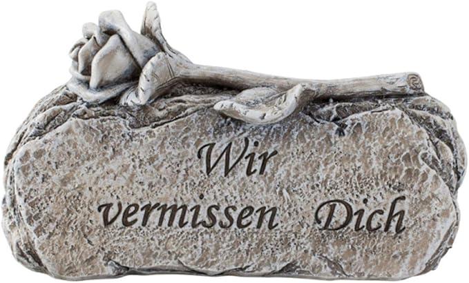 IKO Pierre tombale avec rose + slogan (9 x 15 cm)