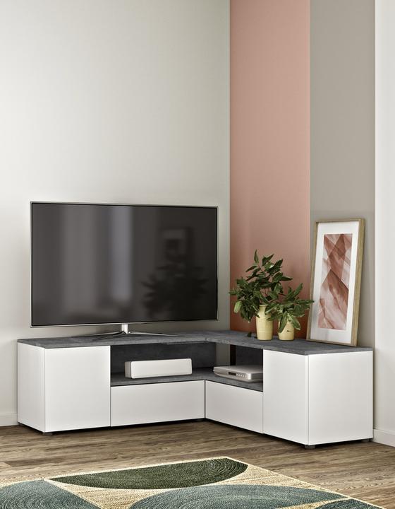 Immagine prodotto Temahome Porta TV angolare bianco e cemento (40 x 46 cm)
