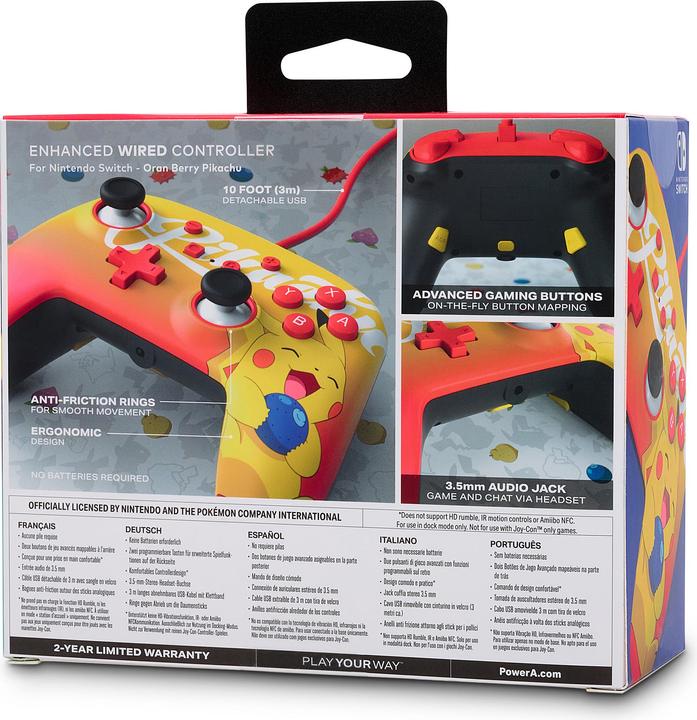Produktbild PowerA Verbesserter kabelgebundener PowerA-Controller für Nintendo Switch - Oran Berry Pikachu (Switch)