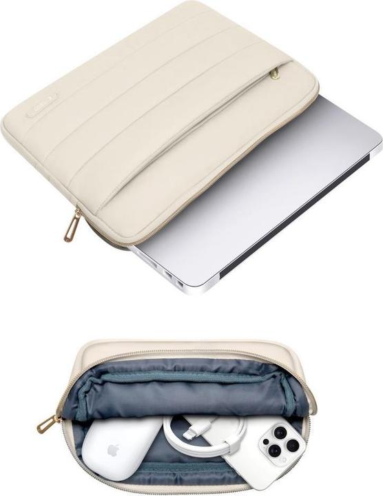Actual product image Tech-Protect Puffy Laptop Sleeve 13-14" mit Zubehörtasche - Beige (14")