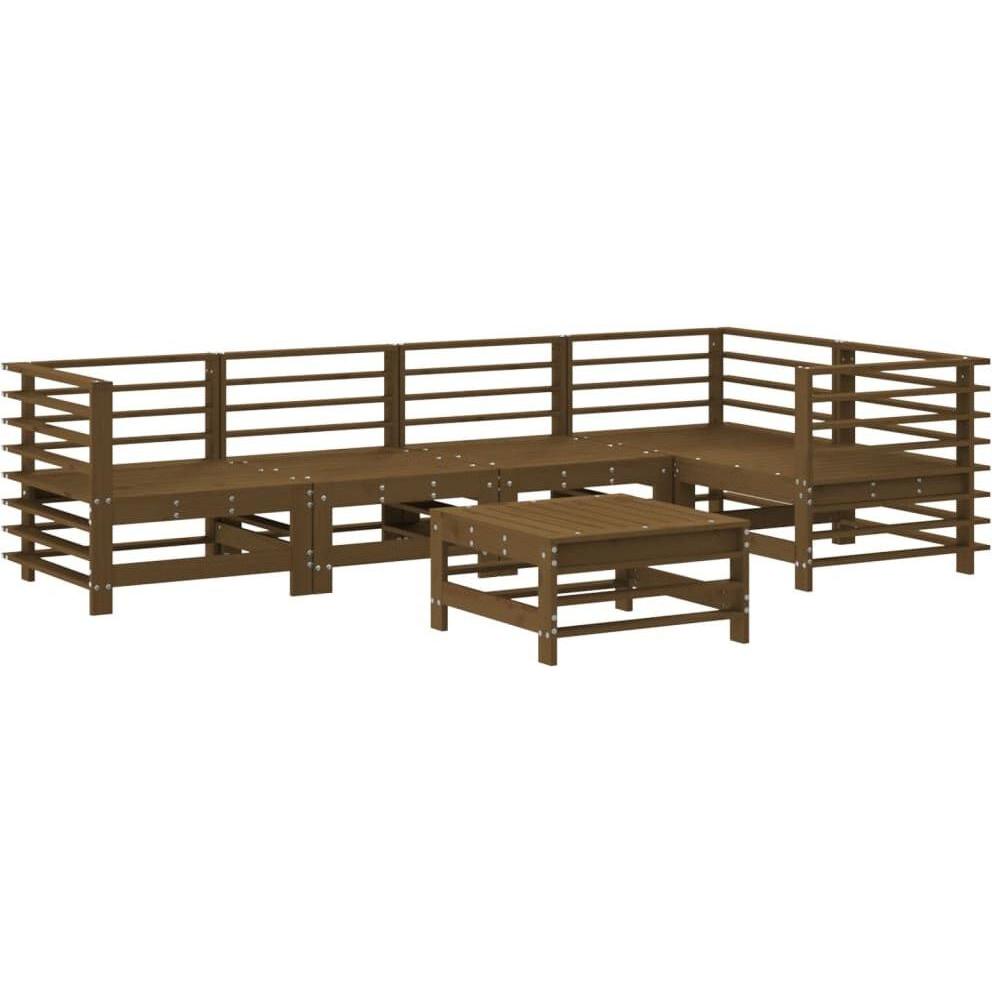 VidaXL, Gartenlounge, 6-tlg. Garten-Lounge-Set Honigbraun Massivholz