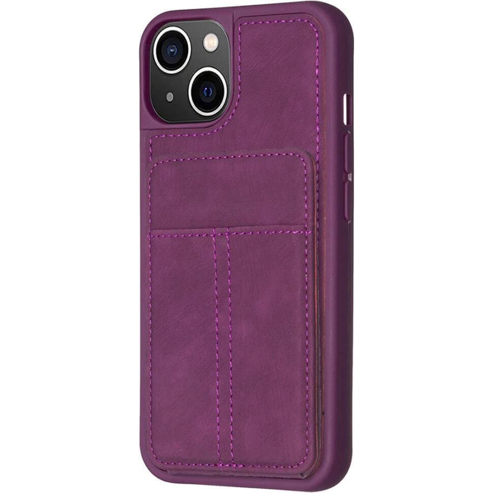 Cover-Discount iPhone 15 Plus - Kickstand Case mit Kartenfächer violett (Apple iPhone 15 Plus), Smartphone Hülle, Violet...