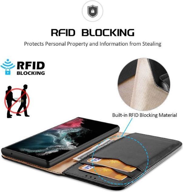Produktbild Dux Ducis Hivo-Hülle für Samsung Galaxy S23 Ultra mit Flip-Wallet-Ständer, RFID-blockierend, Schwarz (Samsung Galaxy S23 Ultra)