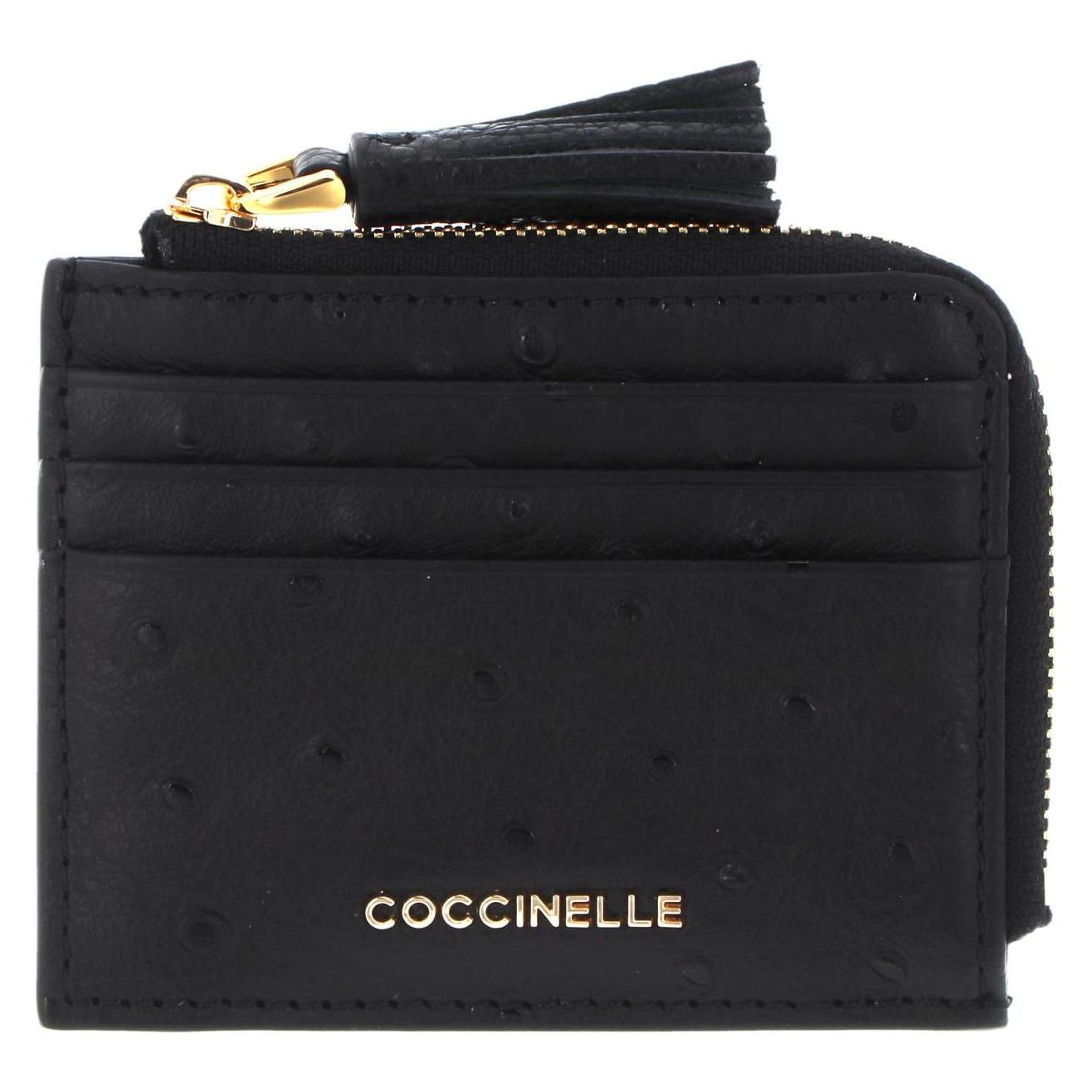 Coccinelle, Damen, Portemonnaie, Tassel Ostrich Credit Card Holder, Schwarz