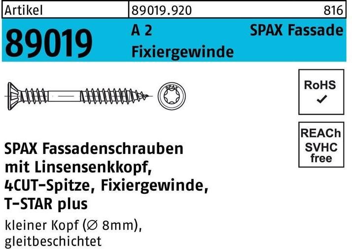 Produktbild Spax Fassadenschrauben LK A2 (200 Schrauben pro Stück)