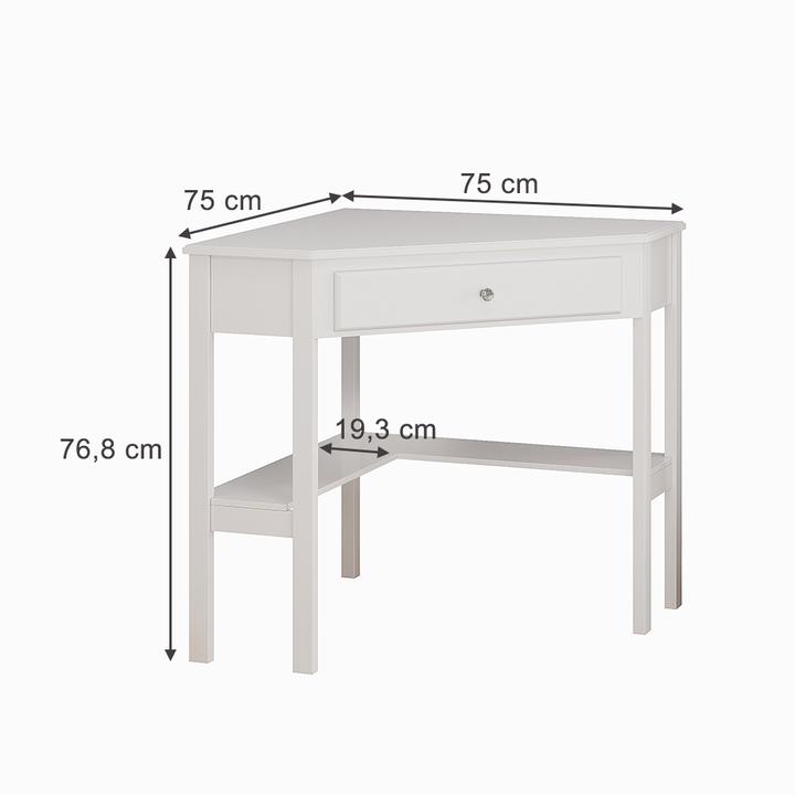 Produktbild Vicco Eckschreibtisch Velto, Weiss, 75 x 71.6 cm