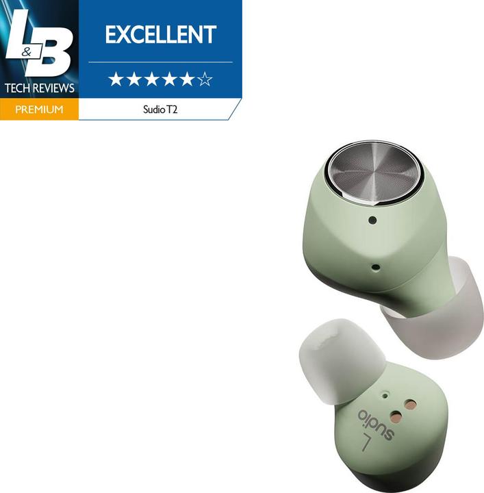 Actual product image Sudio T2 Headset Wired In-ear Calls/Music USB Type-C Bluetooth Green (DNC, 7.50 h, Wireless, Cable)