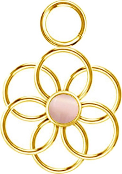 Produktbild Star Piercing Anhänger vergoldet pinker Katzenauge Stein Blume des Lebens (Chirurgenstahl 316L, Mineralisch, ohne Messing)
