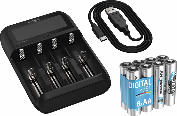 Ansmann Charger incl. 8 Digital NiMH Battery Mignon 2650mAh (AA, 2650 mAh, Battery + charger)