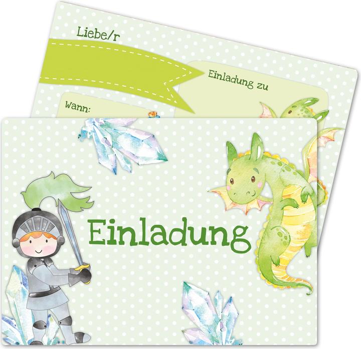 Actual product image Papierdrachen 12 invitation cards for birthday - knight (12 pcs.)