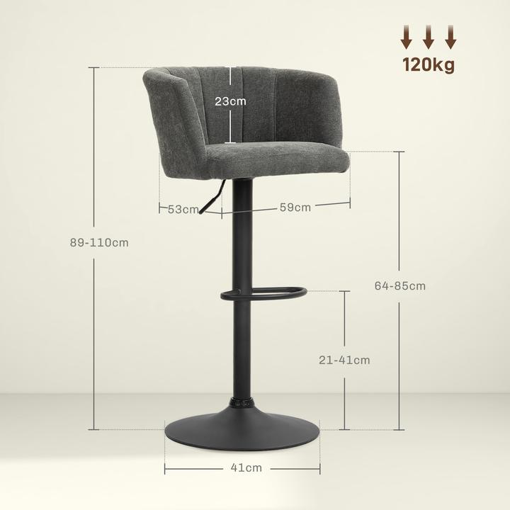 Produktbild Homcom Barhocker Polyester, Schaumstoff Dunkelgrau