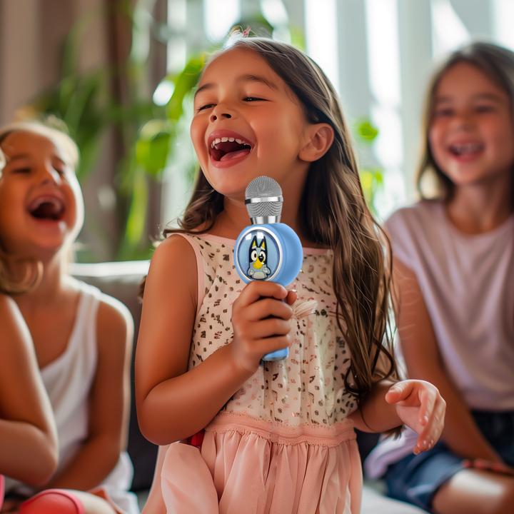 Actual product image OTL Children's LED karaoke microphone with micro SD card slot and funny voice distorter, long running